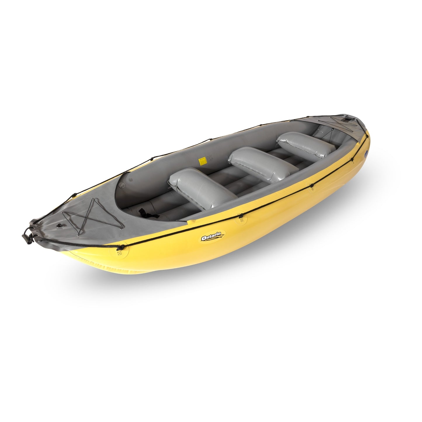 gelbes ONTARIO Gumotex-Schlauchboot mit drei Sitzpolstern