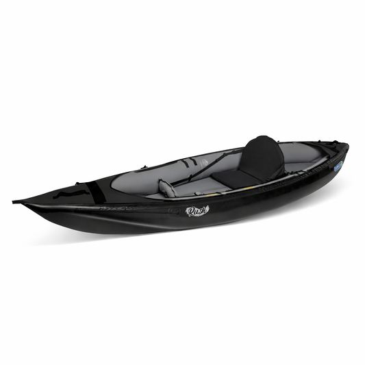 schwarzes RUSH-1 Gumotex-Schlauchboot mit einem Sitz