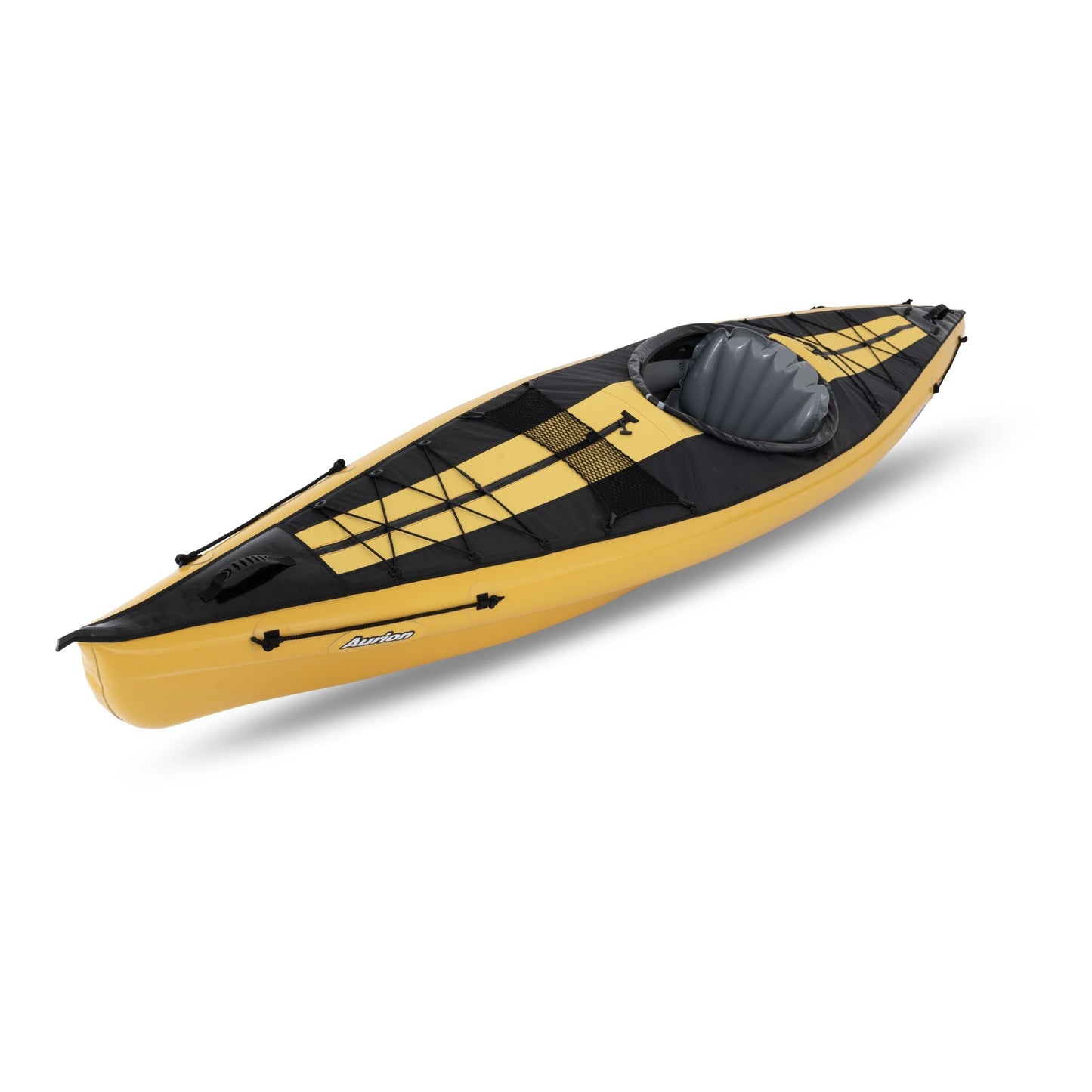 gelbes AURION Gumotex-Schlauchboot mit einem Sitz und Spritzverdeck
