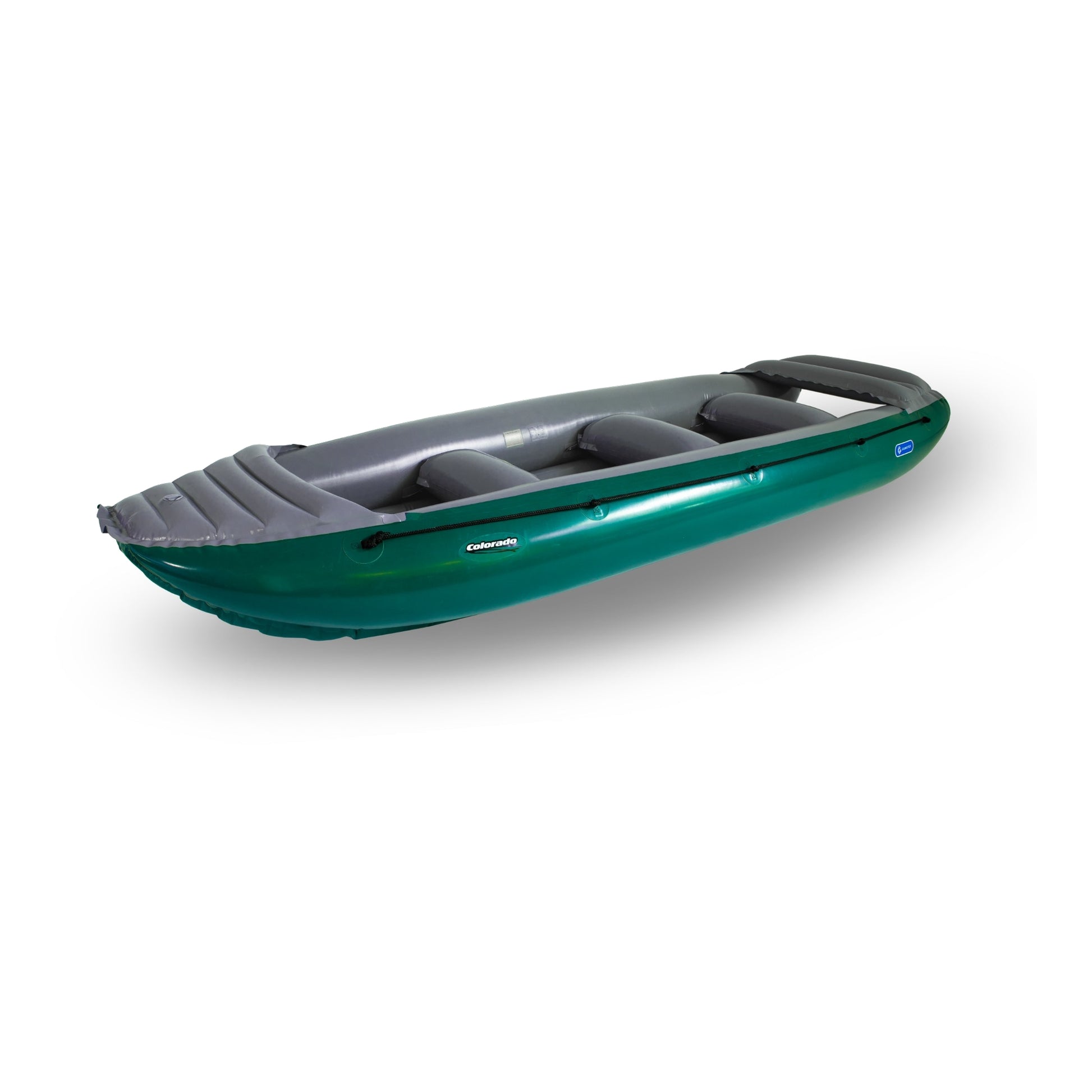 dunkelgrünes COLORADO Gumotex-Schlauchboot mit drei Sitzpolstern