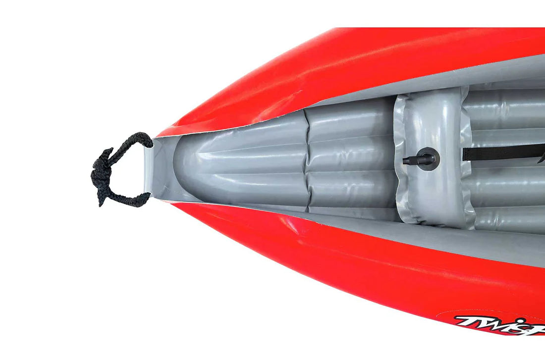 TWIST-2/1 rot - Vorführboot VIP (mit easykanu-Aufschrift) inkl. 2 gebrauchten Paddeln + gebrauchter Pumpe