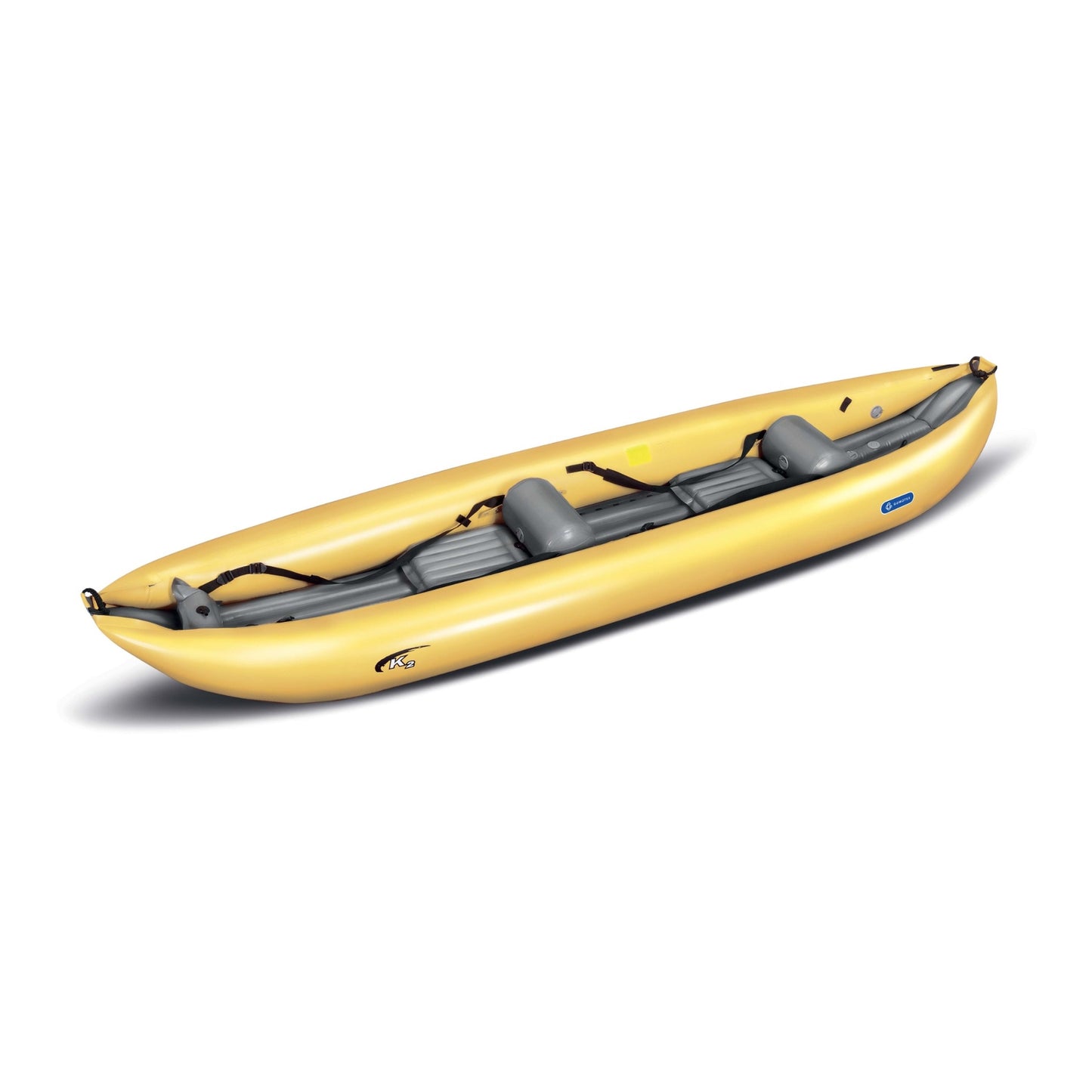gelbes K-2 Gumotex-Schlauchboot mit zwei Sitzen