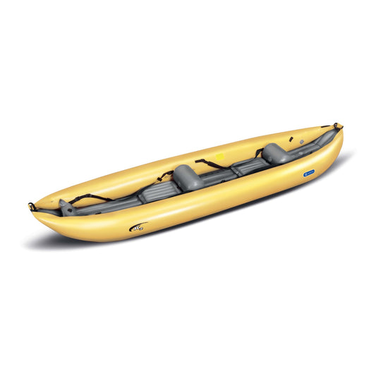 gelbes K-2 Gumotex-Schlauchboot mit zwei Sitzen