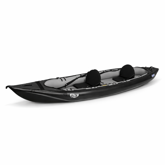 schwarzes RUSH-2 Gumotex-Schlauchboot mit zwei Sitzen