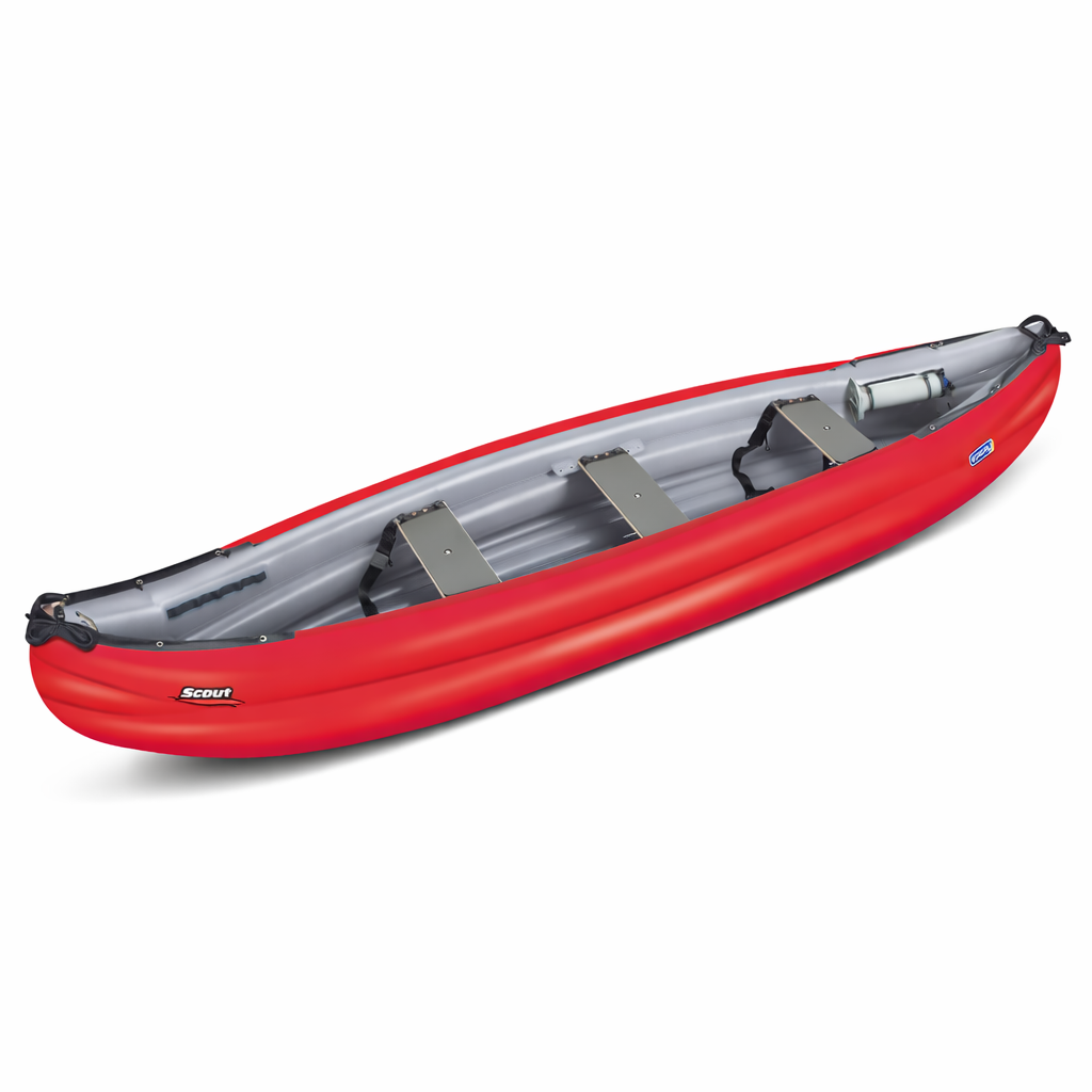 rotes SCOUT Gumotex-Schlauchboot mit bis zu drei SItzen 