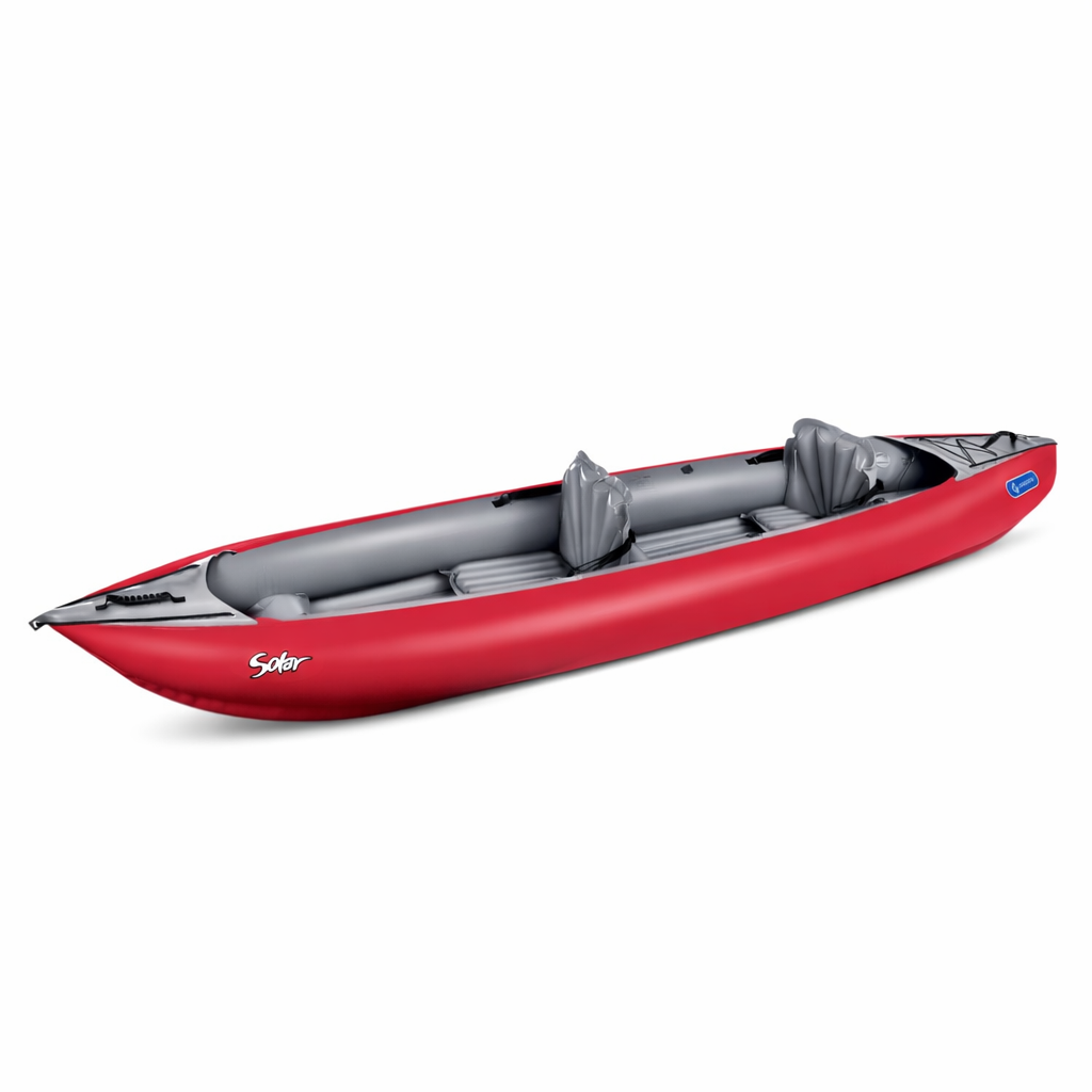 rotes SOLAR Gumotex-Schlauchboot mit zwei Sitzen